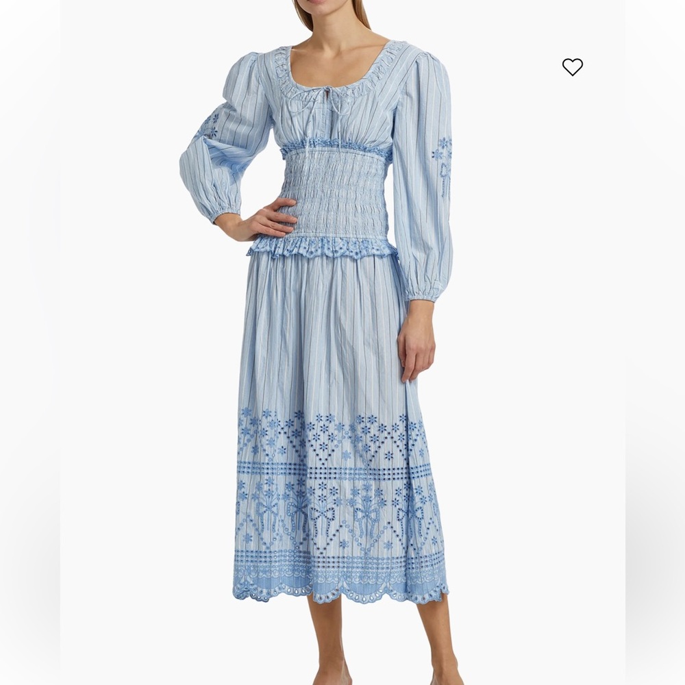 Damsen Madder Nola Embroidered Cotton Midi-Dress